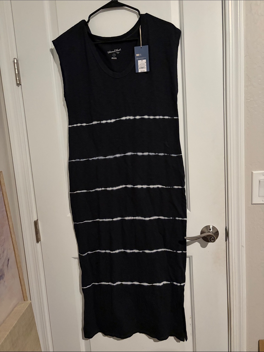 Universal Thread  Dark gray Tye Dye  Maxi Dress with Stripe Accents NWT Medium